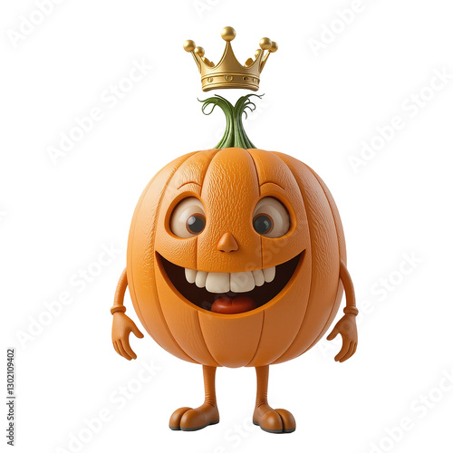 Wallpaper Mural This image shows a cartoon pumpkin character wearing a crown and expressing happiness with a big smile. Torontodigital.ca