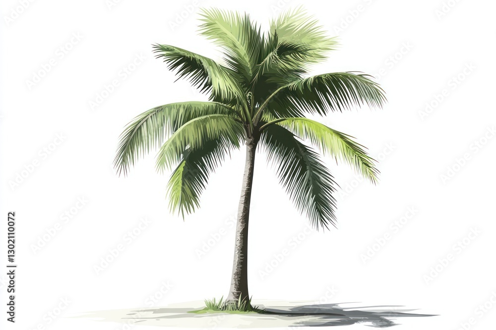 Obraz premium Lush green palm tree isolated on white. (1)