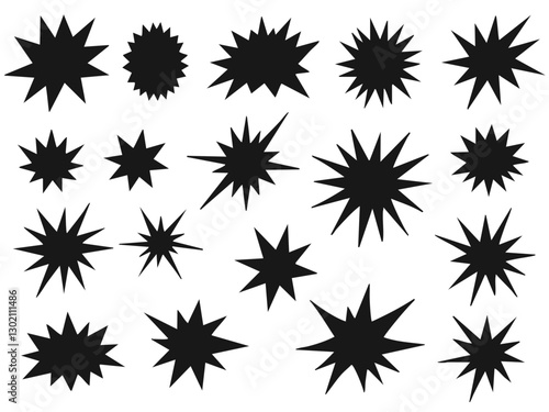 Wallpaper Mural Set of black silhouette comic speech bubbles, bursts, and explosion effects with dynamic action lines  
 Torontodigital.ca