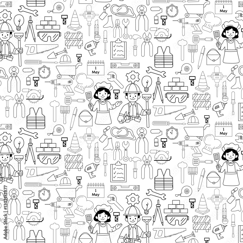 labor day doodle seamless pattern background labor day doodle seamless pattern background