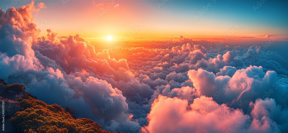 Breathtaking Sunrise Over Colorful Clouds Illuminated by Warm Golden Sunlight Above Scenic Landscape Breathtaking Sunrise Over Colorful Clouds Illuminated by Warm Golden Sunlight Above Scenic Landscape