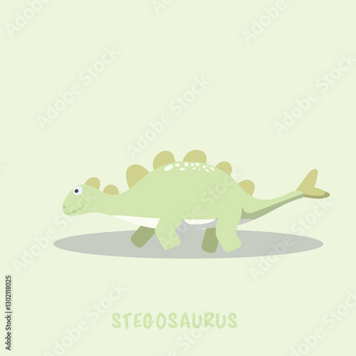 vector of cute stegosaurus with green color and smilling