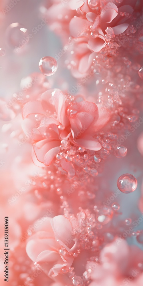 Delicate Pink Flowers and Sparkling Bubbles Delicate Pink Flowers and Sparkling Bubbles