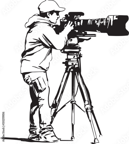 cameraman shooting with a camera