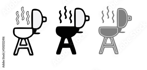 Grill bbq vector icon set illustration isolated on white background
