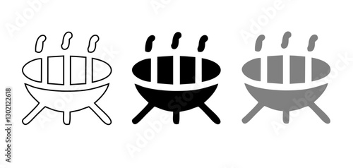 Grill bbq vector icon set illustration isolated on white background