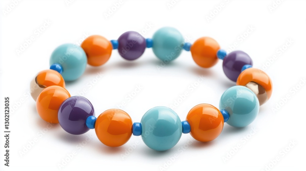 Obraz premium Colorful Beaded Bracelet with Bright Shades of Blue, Orange, and Purple