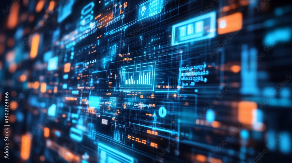 Futuristic Digital Interface: Data Flow and Information Visualization Futuristic Digital Interface: Data Flow and Information Visualization