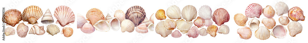 Vibrant Assortment of Seashells Gathered on Tropical Beach Backdrop Diverse Collection of Colorful Marine Shells in Variety of Shapes and Sizes Vibrant Assortment of Seashells Gathered on Tropical Beach Backdrop Diverse Collection of Colorful Marine Shells in Variety of Shapes and Sizes