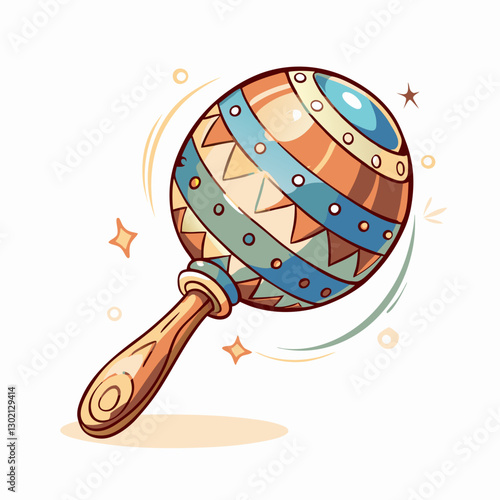 Colorful maraca with intricate patterns