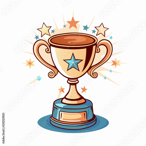 Trophy with stars on a colorful background