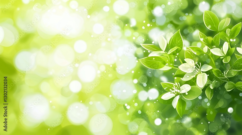 Vibrant Green Leaves and Sunlight Bokeh Background Vibrant Green Leaves and Sunlight Bokeh Background