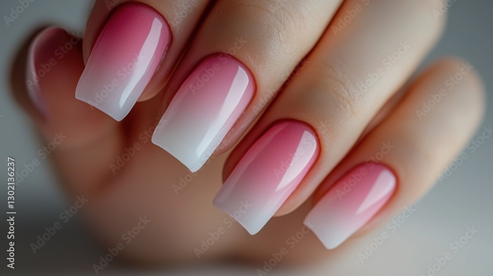 Elegant Ombre Nail Art in Soft Pink and White Gradation Elegant Ombre Nail Art in Soft Pink and White Gradation