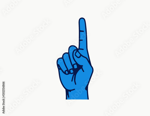 Blue Foam Finger Number One Gesture on White
