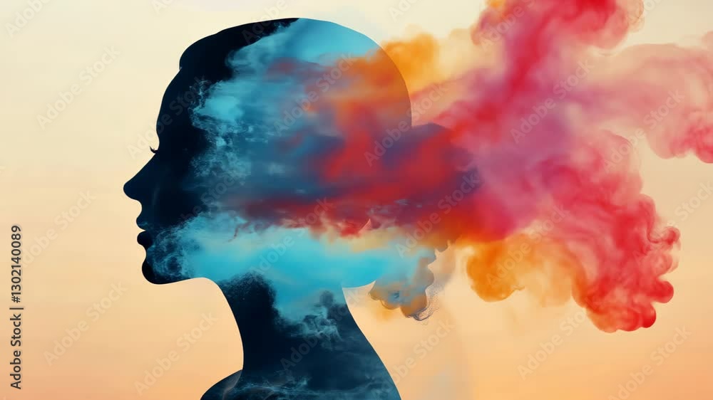 Abstract Art of Mindfulness and Mental Health with Colorful Silhouette for Psychological Therapy Concepts and Mental Healing Backgrounds Featuring Vibrant Colors and Tranquil Design Elements Abstract Art of Mindfulness and Mental Health with Colorful Silhouette for Psychological Therapy Concepts and Mental Healing Backgrounds Featuring Vibrant Colors and Tranquil Design Elements