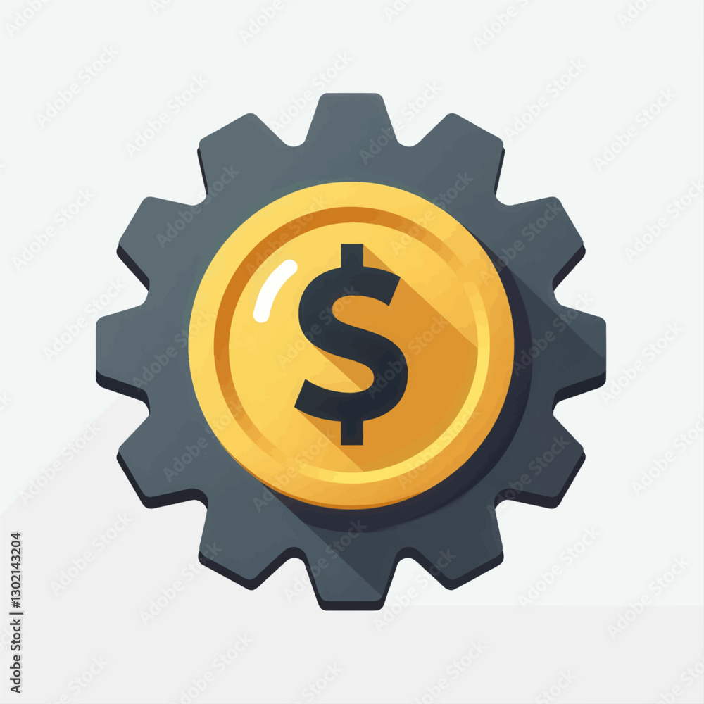 Gear with Dollar Sign Coin and Transparent Background Gear with Dollar Sign Coin and Transparent Background