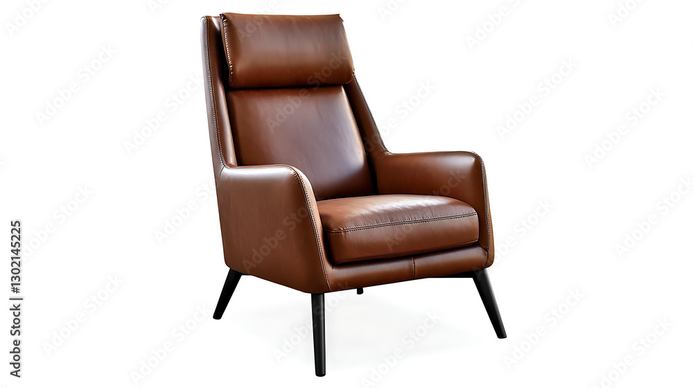 Naklejka premium A brown leather chair with black legs and a black back. generated using AI