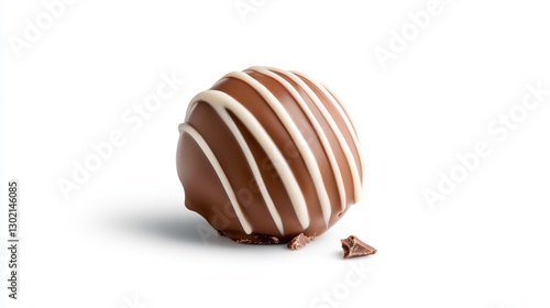 Single chocolate truffle, studio shot, white background