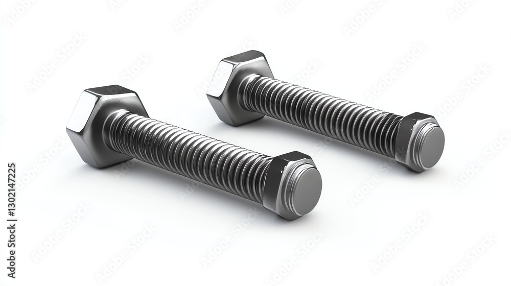 Two metal bolts on a white isolated background. Two metal bolts on a white isolated background.