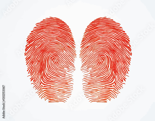 Two Red Fingerprints with a Transparent Background