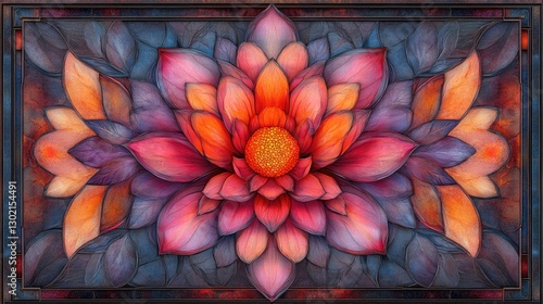 Wallpaper Mural Ornate lotus flower, symmetrical design, abstract art, decorative panel, background Torontodigital.ca