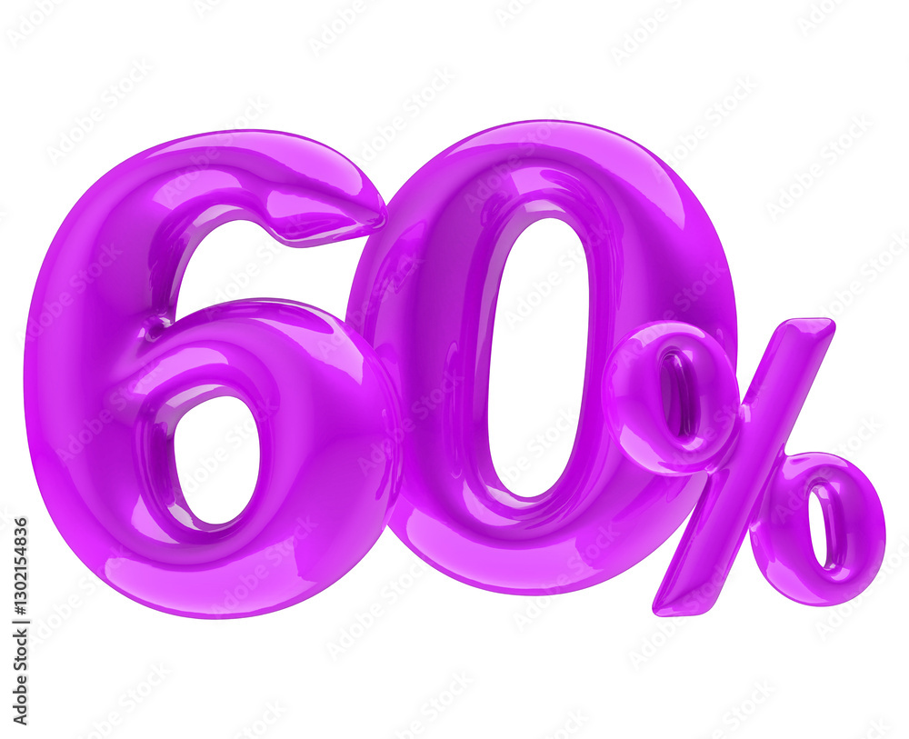 3D Representation of 60 Percent in Red 3D Representation of 60 Percent in Red