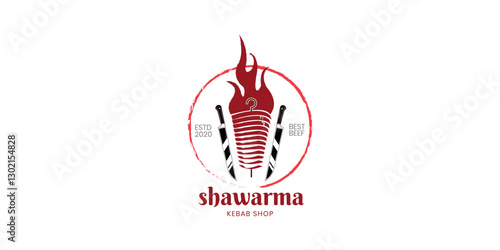 Shawarma Kebab Design Logo. Vector creative labels for Turkish and Arabian fast food, This food logo can be perfect for restaurants, shop, blog, website, app.