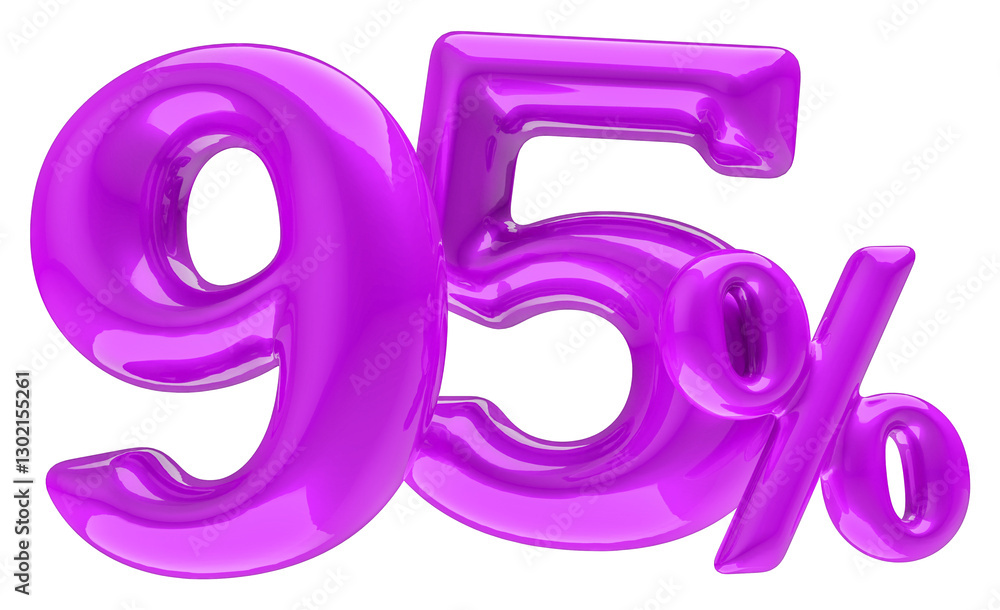 3D Representation of 95 Percent in Red 3D Representation of 95 Percent in Red