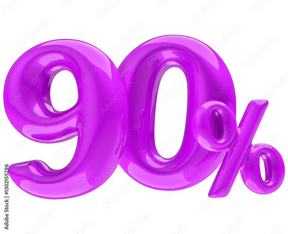3D Representation of 90 Percent in Red 3D Representation of 90 Percent in Red