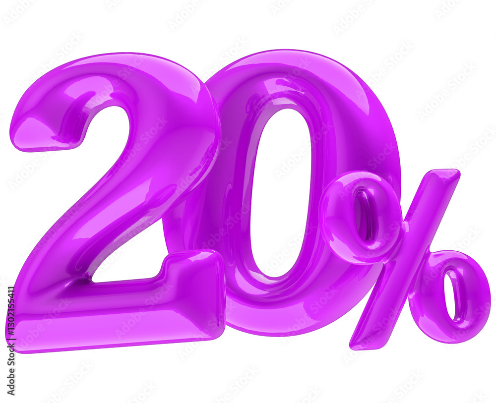 3D Representation of 20 Percent in Red 3D Representation of 20 Percent in Red