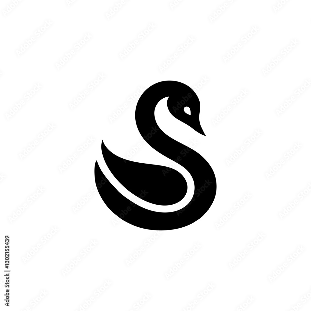 Obraz premium Elegant Swan Silhouette Vector Logo