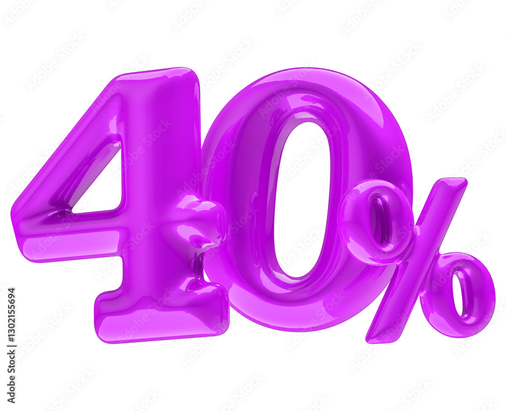 3D Representation of 40 Percent in Red 3D Representation of 40 Percent in Red