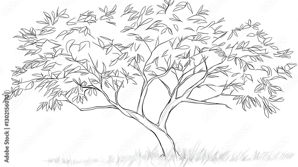Fototapeta premium A tree is drawn in black and white. generated using AI