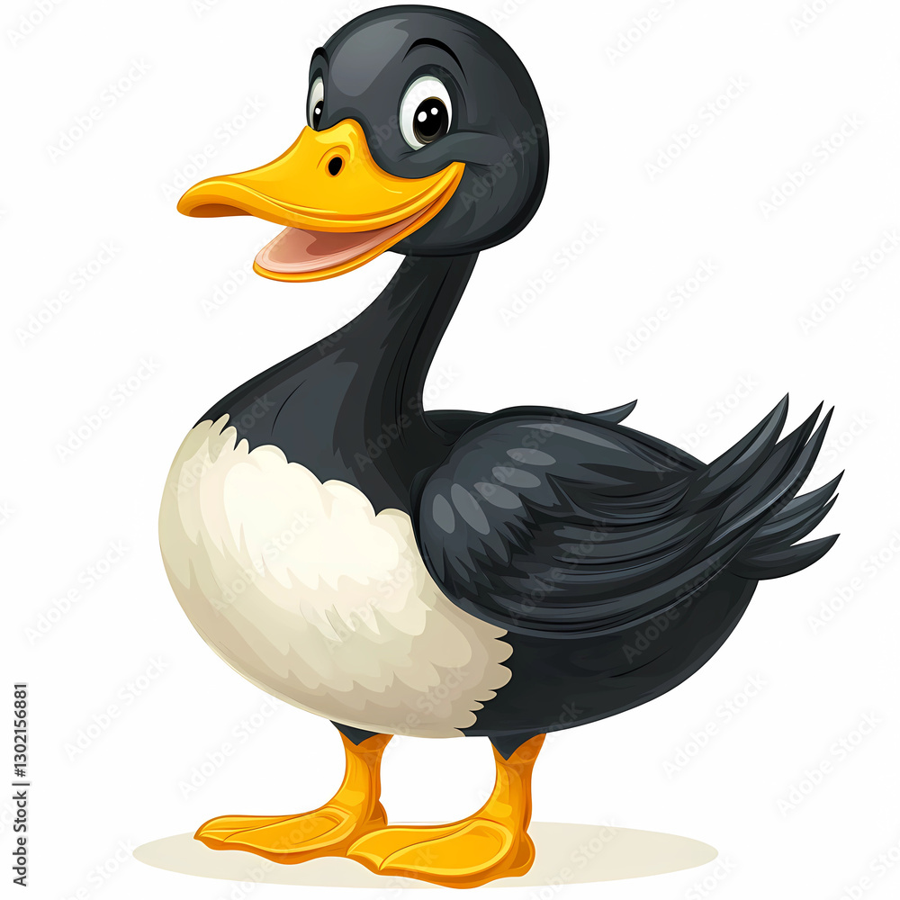 Obraz premium Cute Cartoon Duck Illustration - Adorable Waterfowl Art