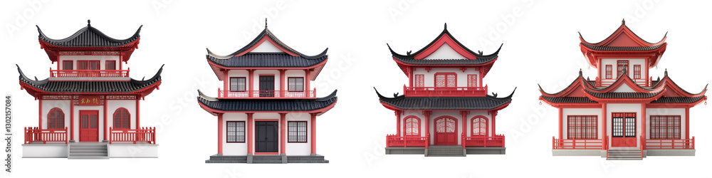 Collection of Vibrant Oriental Pagoda Architectural Structures Showcasing a Variety of Ornate Designs Styles and Cultural Influences from Asian Heritage Sites Collection of Vibrant Oriental Pagoda Architectural Structures Showcasing a Variety of Ornate Designs Styles and Cultural Influences from Asian Heritage Sites