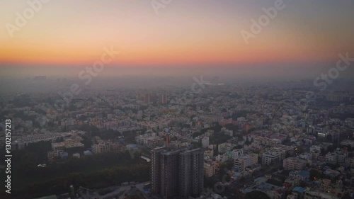 Wallpaper Mural Beautiful drone shot flying over the Bangalore city at morning during sunrise. Bangalore is also known as IT city or IT capital of India

 Torontodigital.ca