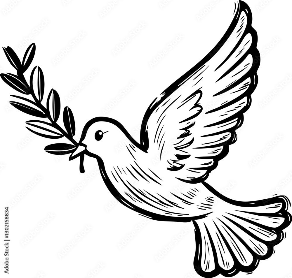 Obraz premium Peaceful dove in flight natural habitat digital illustration serene environment artistic viewpoint symbol of hope
