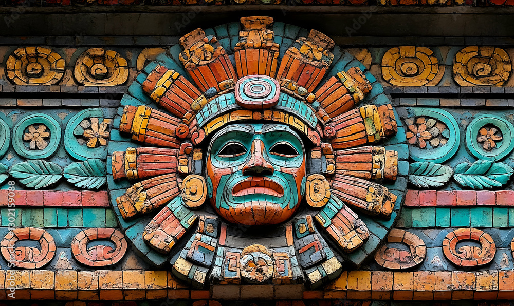 Obraz premium Colorful Aztec Mask Mosaic Ornament