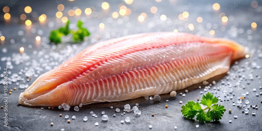 Delicate raw sole meunière, French artistry. Rule of thirds applied for striking food photography. Delicate raw sole meunière, French artistry. Rule of thirds applied for striking food photography.