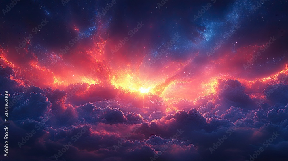Naklejka premium Epic Sunrise Through Cosmic Clouds