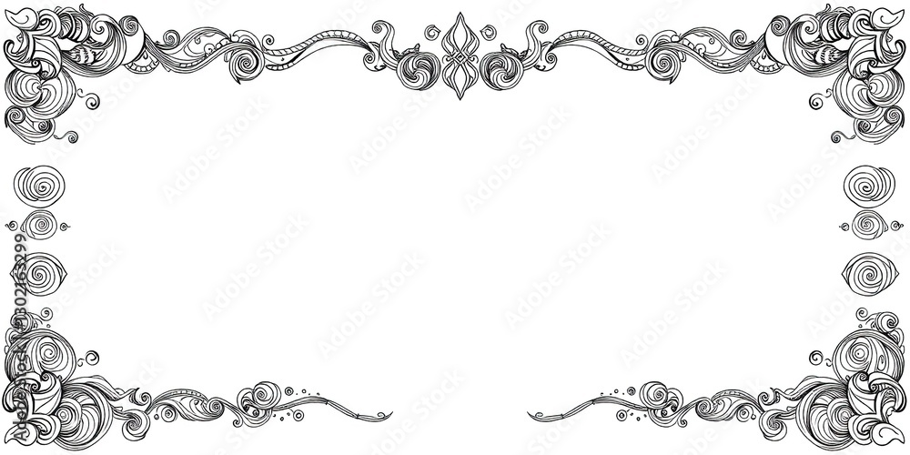 Fantasy Doodle Borders with Mythical Beasts Fantasy Doodle Borders with Mythical Beasts
