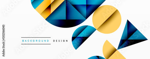 Minimal geometric abstract background. Circle square and triangle design