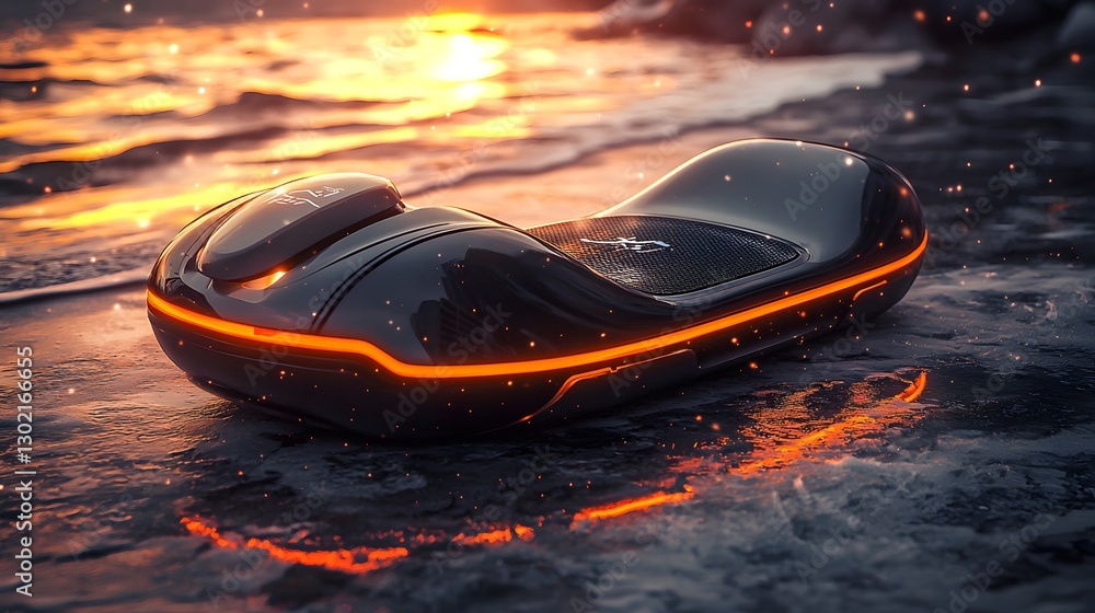 Obraz premium Close-up view of a computer mouse resting on a smooth surface ready for user interaction in a digital environment