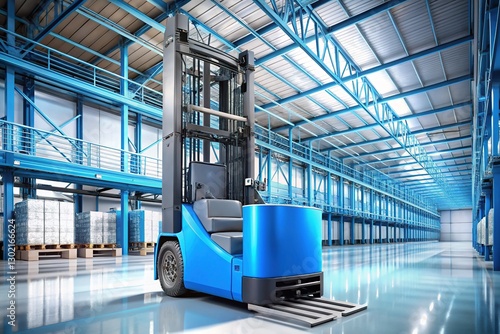 High-Tech Reach Truck in Expansive Warehouse photo