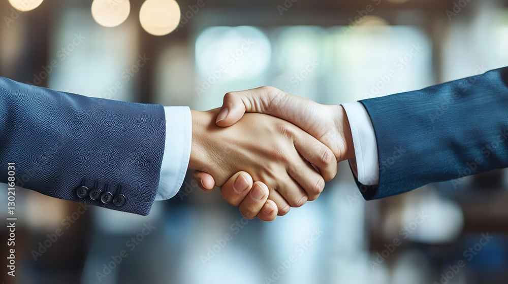 White Man And Woman In Suits Shaking Hands In The Office Close Up View White Man And Woman In Suits Shaking Hands In The Office Close Up View