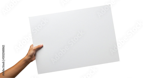 Hand holding blank cardboard sign 
