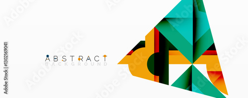 Abstract geometric artwork with interwoven angular and curved shapes, dynamic composition with smooth gradients and bold contrasts