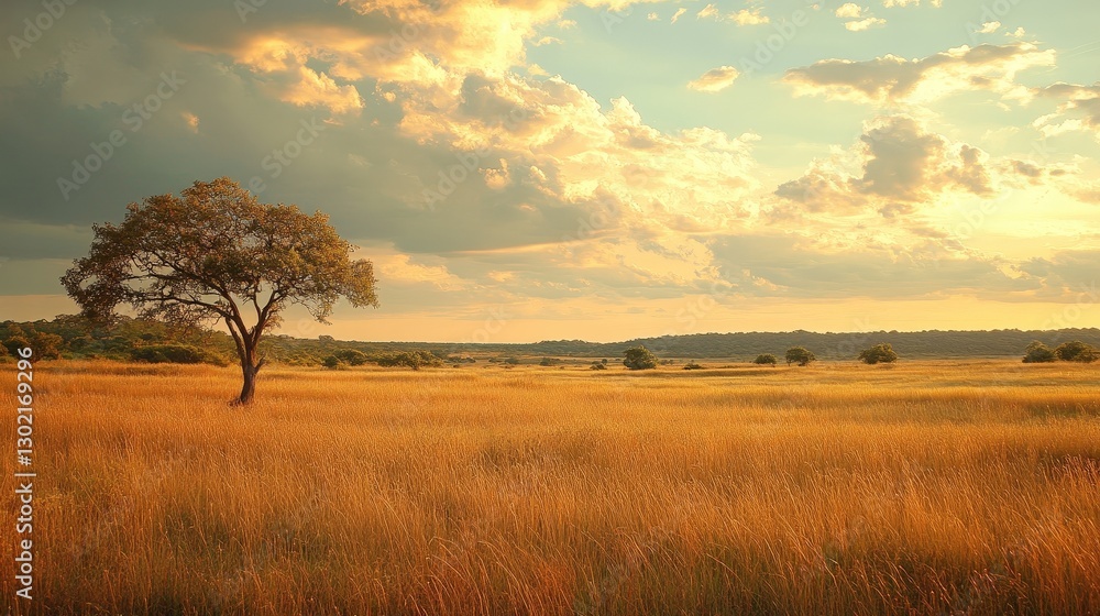 Serene sunset over golden field rural landscape nature photography tranquil environment wide angle peaceful concept Serene sunset over golden field rural landscape nature photography tranquil environment wide angle peaceful concept
