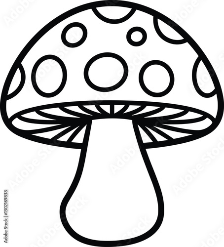 Mushroom Silhouette vector illustration black and white