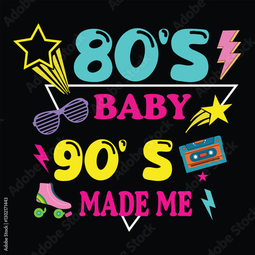 Throwback To The 80s Vintage T-shirt Design Vector with Bold Graphics
